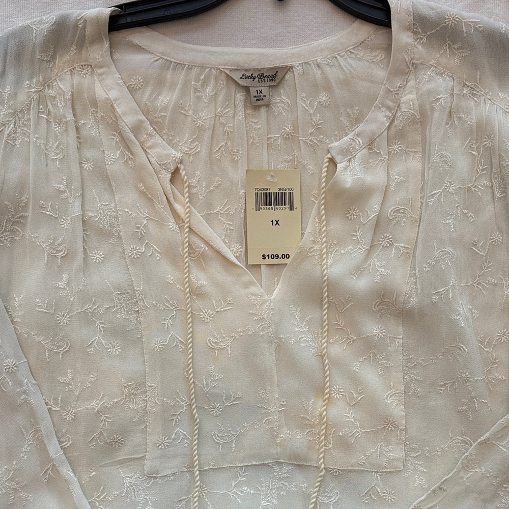 Lucky Brand Women's Ivory Floral Blouse